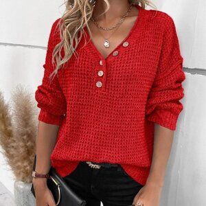 Red Casual Womens Sweater